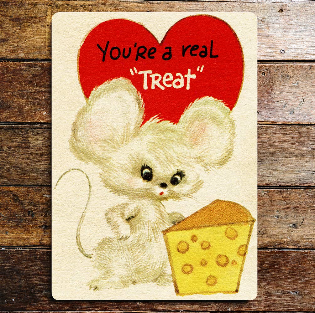 You're A Real Treat | Heart Mouse Cheese | Metal Sign Plaque