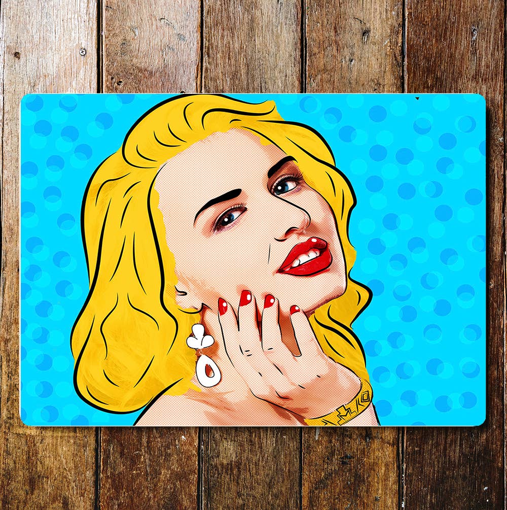Pop art blonde wall art Metal Sign Plaque