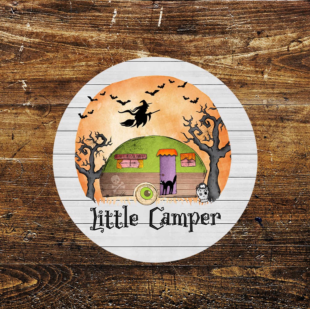 Little Camper Halloween Circle Metal Sign