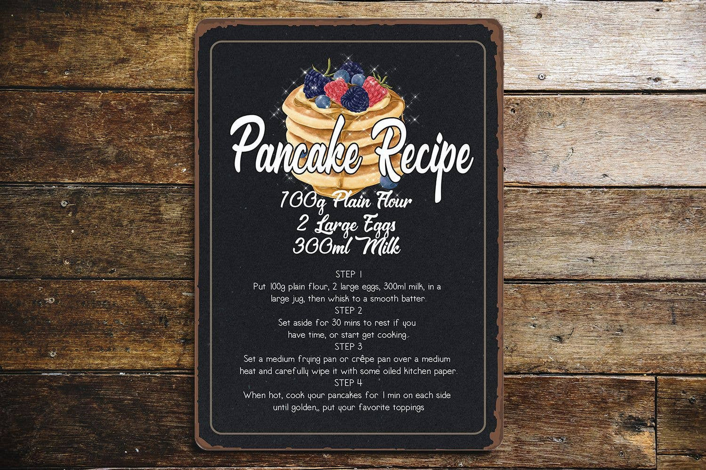Pancake recipe Kitchen Metal Sign Plaque