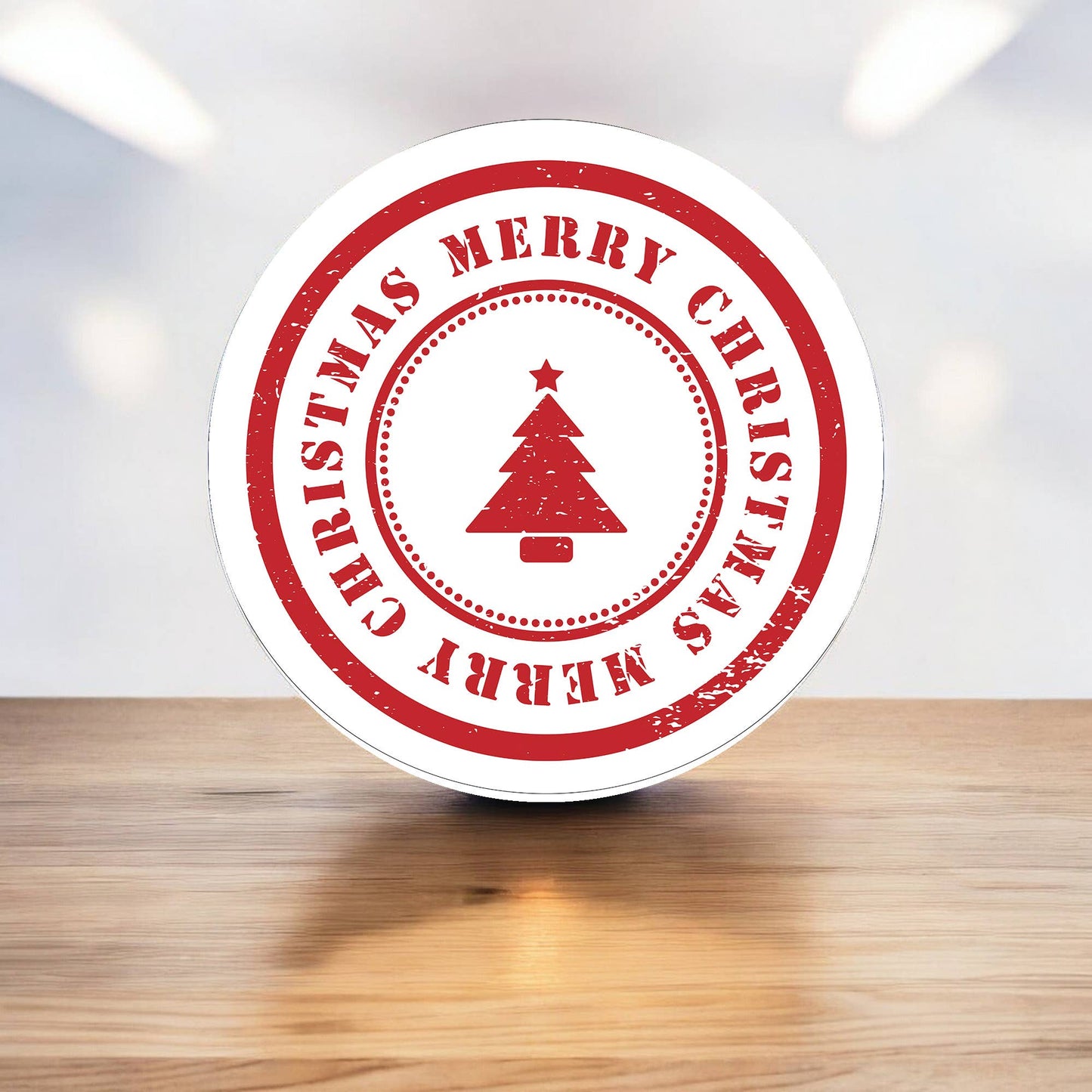 Merry Christmas Tree Decoration Circle Metal Sign