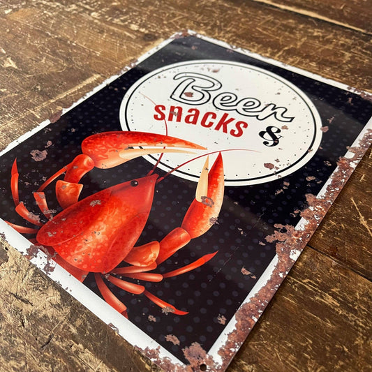 Beers Snacks Lobster | Metal Vintage Wall Sign
