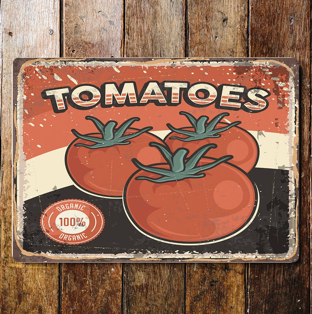 retro Tomatoes Kitchen Metal Wall Sign Plaque