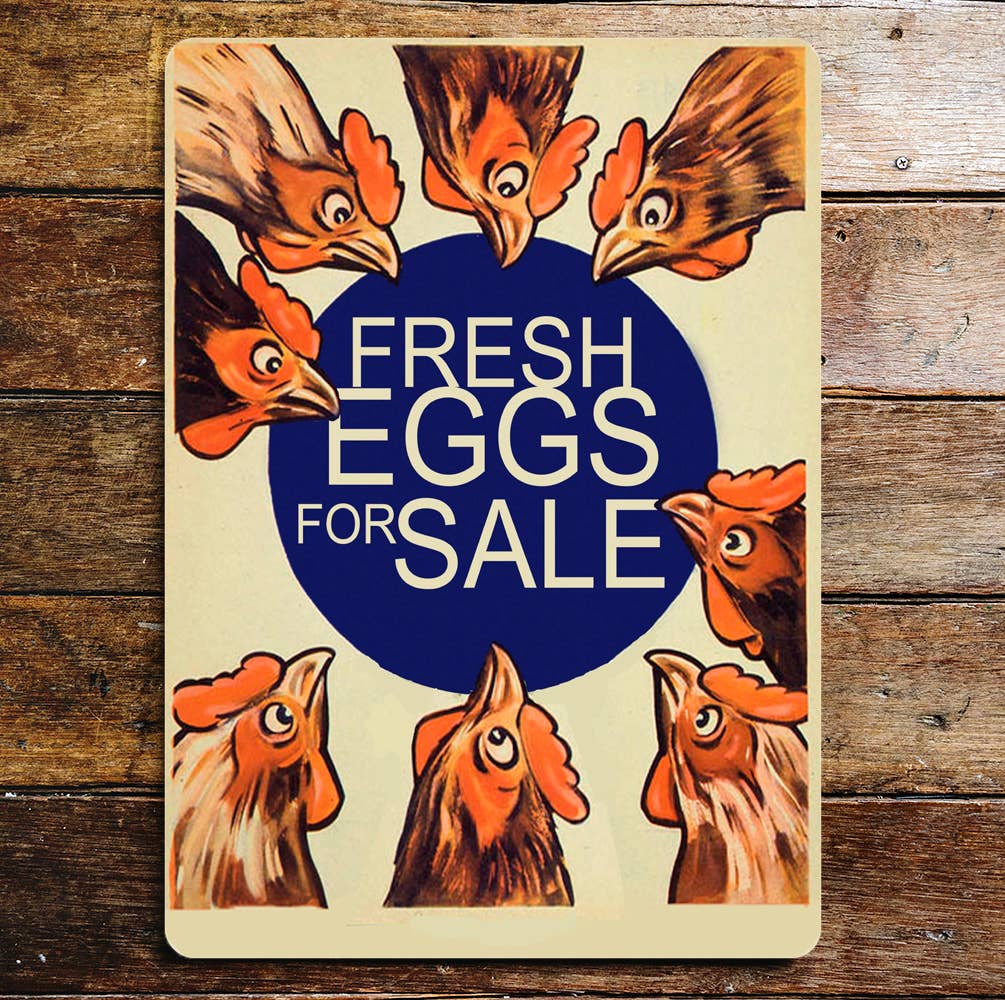 Chicken Fresh Eggs For Sale | Metal Door Wall Sign