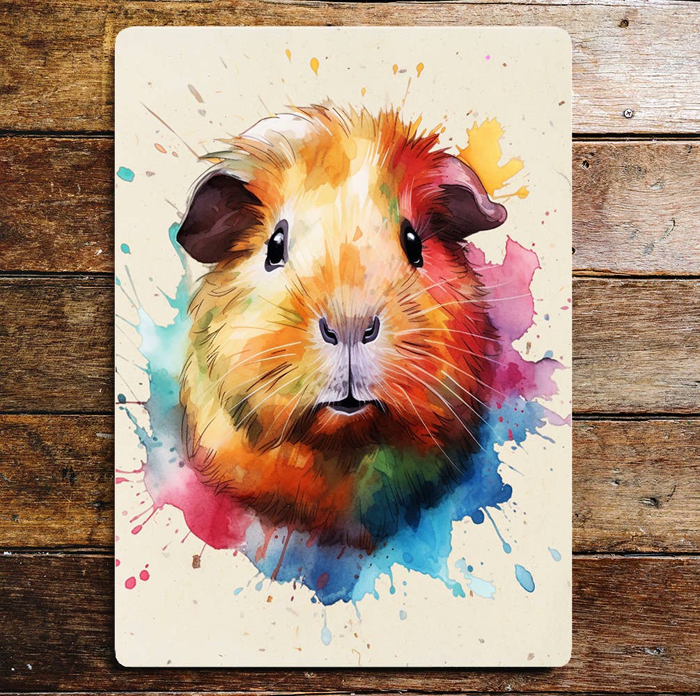 Splash of Colour Guinea Pig Pet Art Metal Sign Plaque
