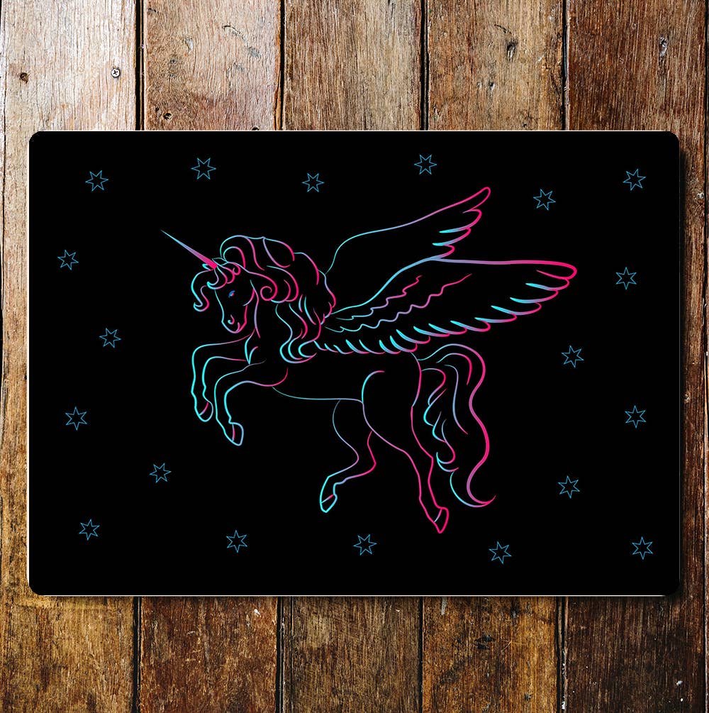 Unicorn Sketch Stars Mystical Mythical | Metal Sign Plaque