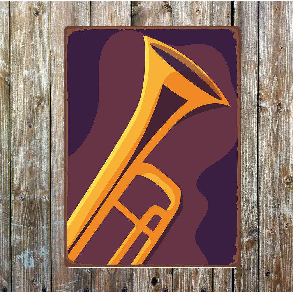 Trumpet golden music art | Metal Sign Plaque