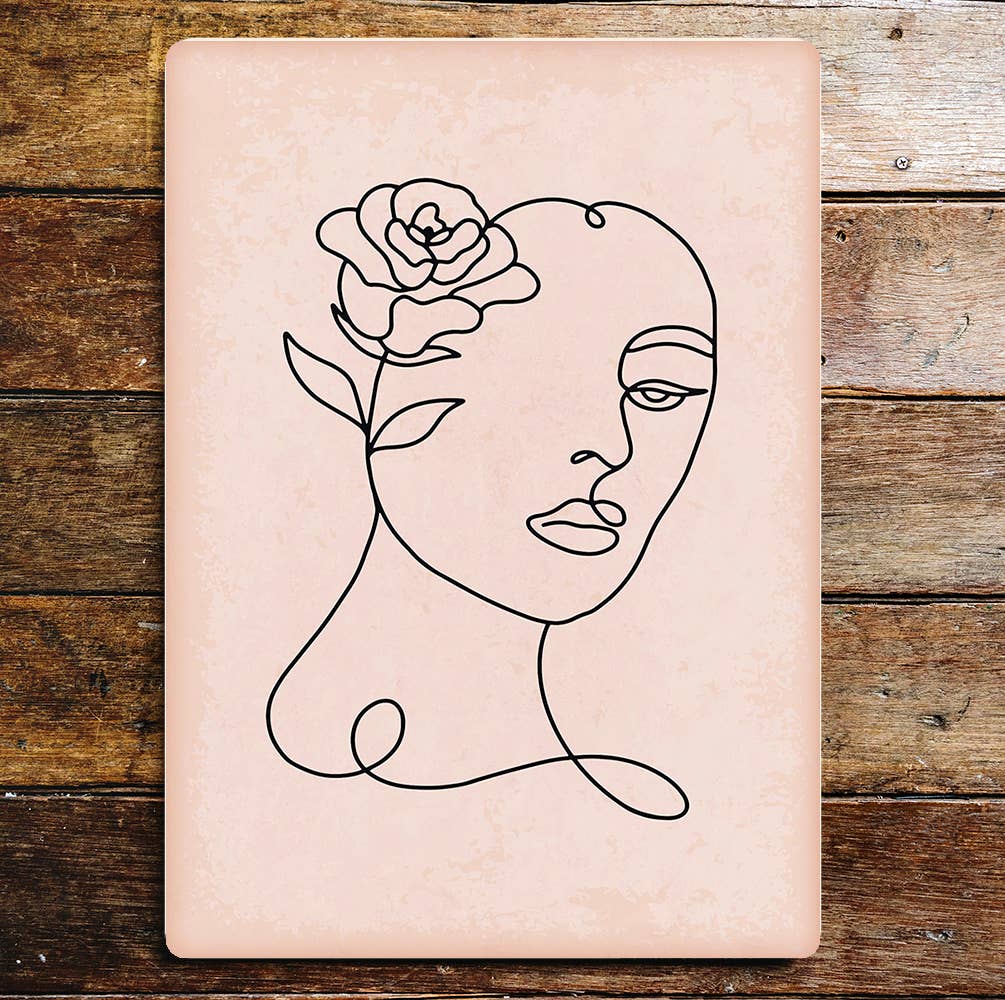 Face And Rose Abstract | Metal Wall Sign