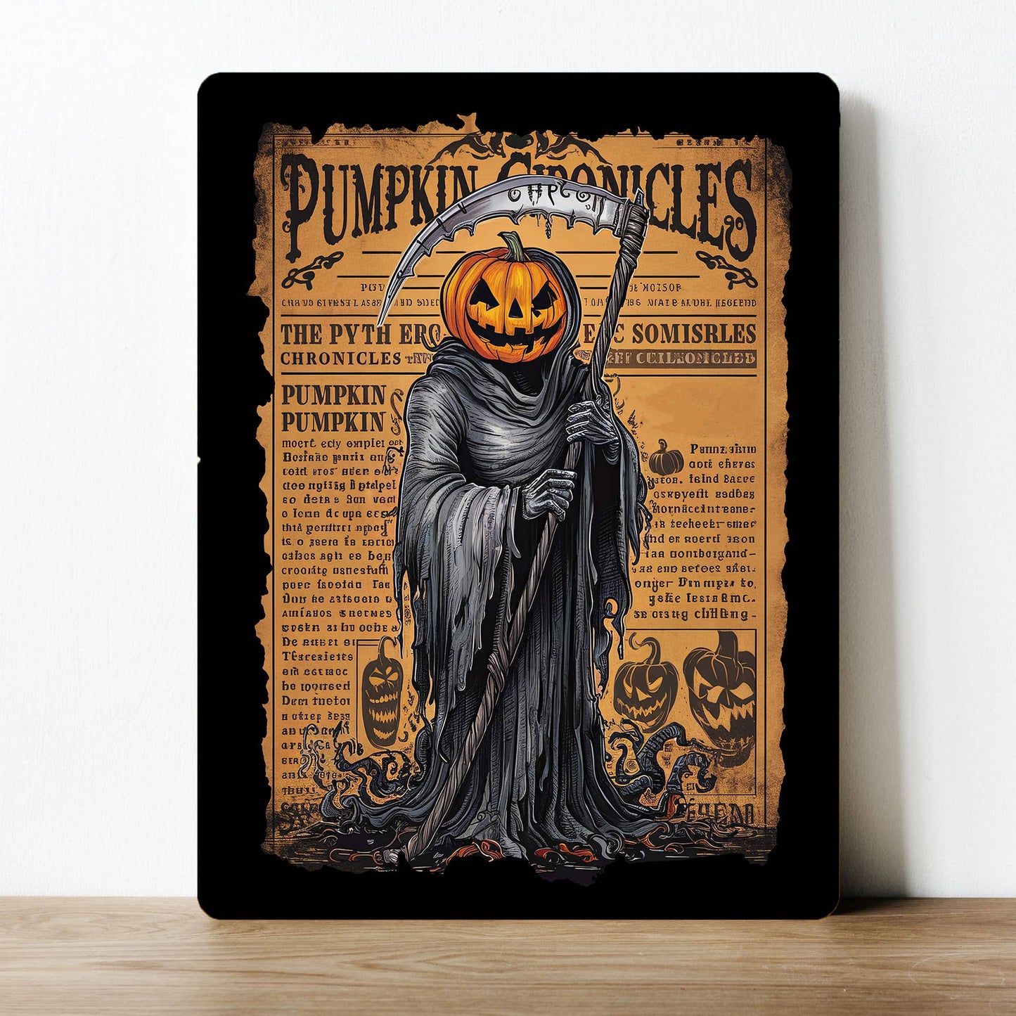 Pumpkin Chronicles News Paper Halloween Metal Sign Plaque