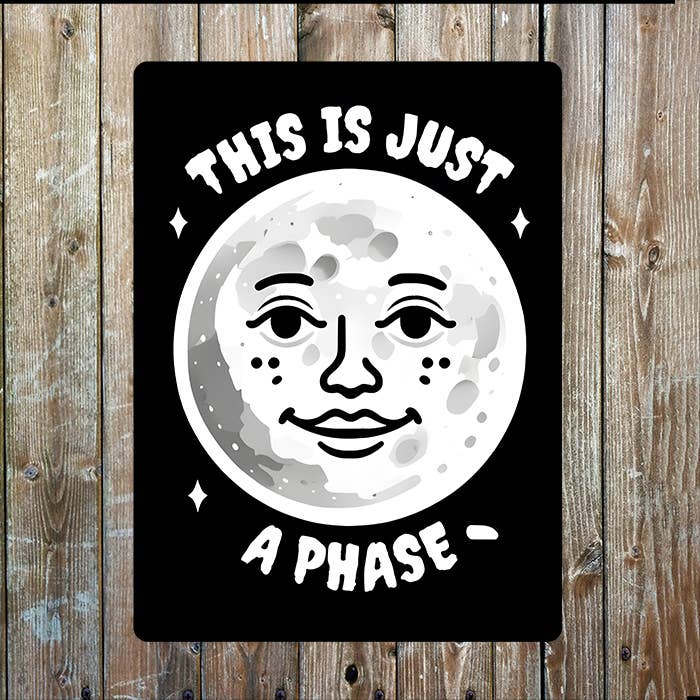 This Is Just A Phase Moon Retro Style Metal Sign Plaque