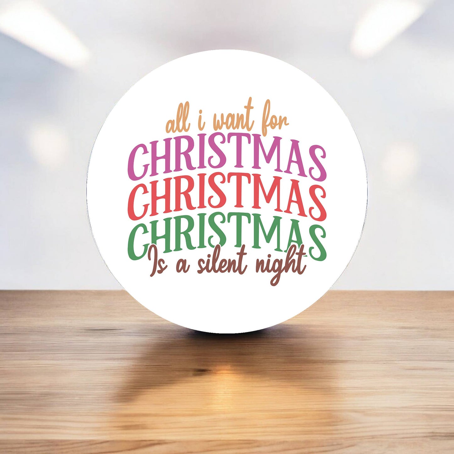 Christmas Silent Night Circle Metal Sign