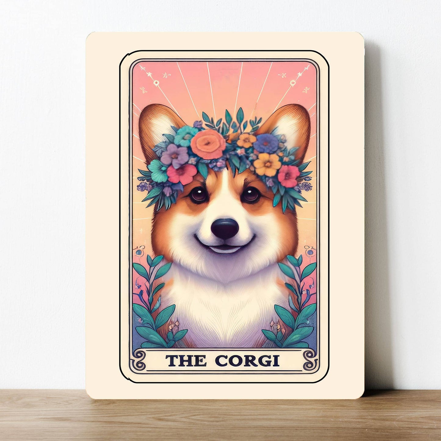 The Corgi Tarot Card Dog Metal Sign Plaque