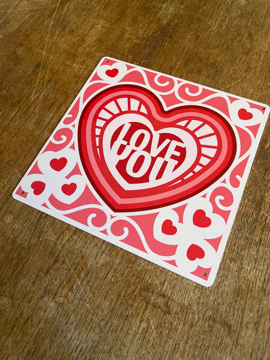Love You Heart Valentine | Metal Sign Plaque Square