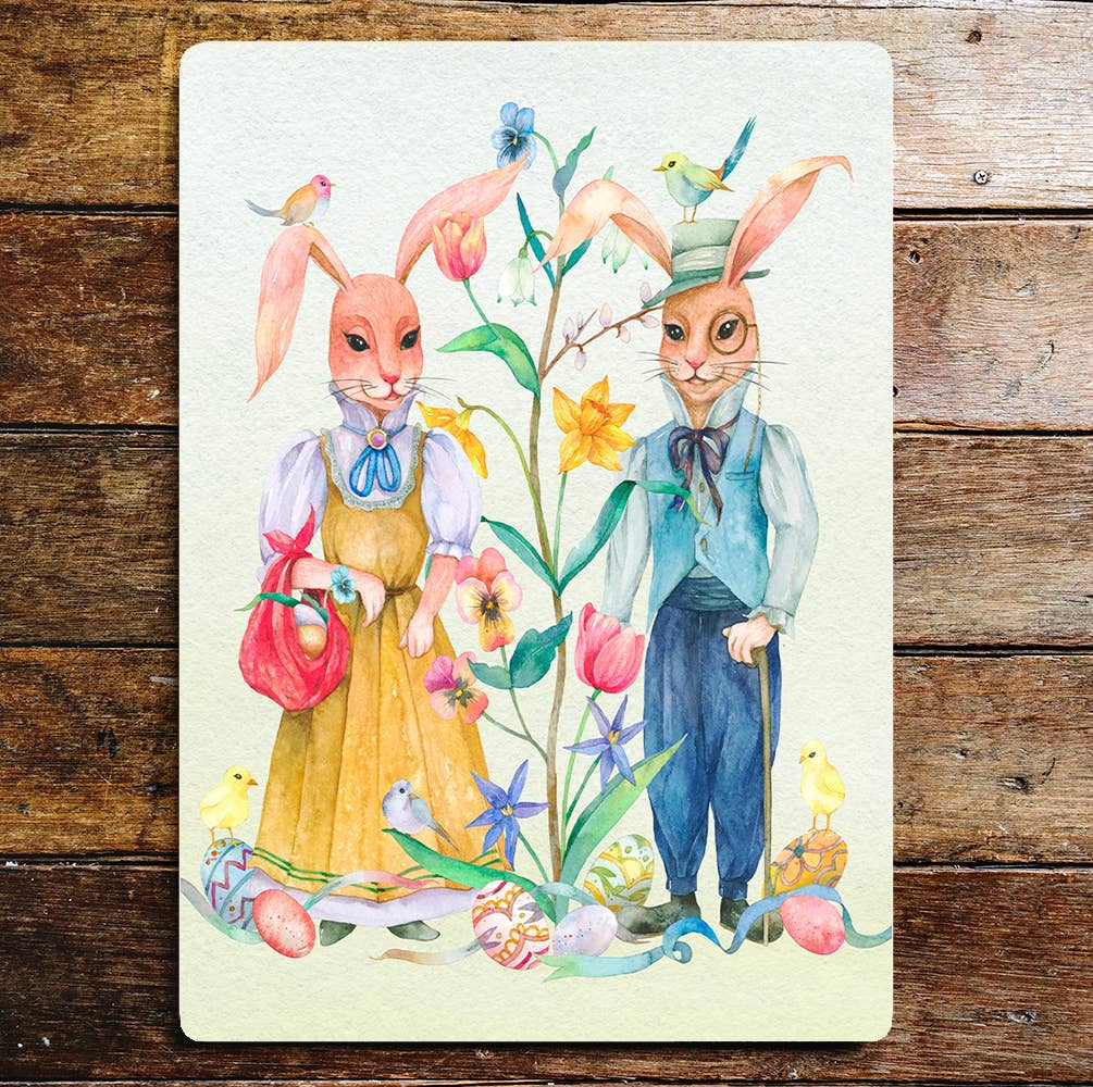 Easter rabbits Easter eggs wall art | Metal Sign Plaque