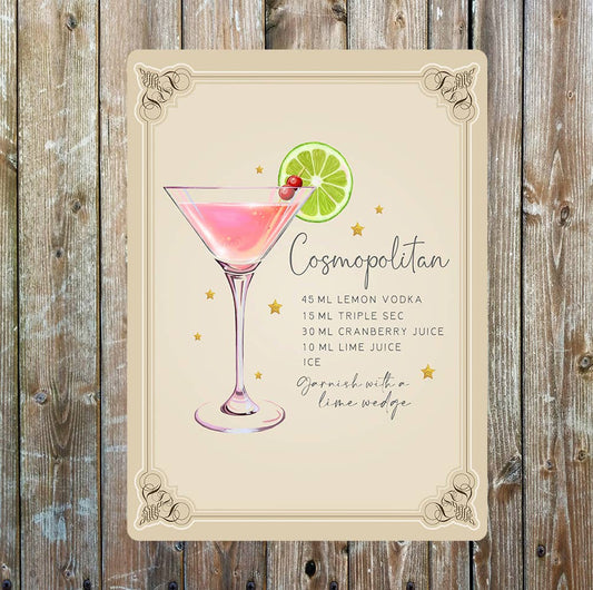 Bloody Mary Recipe Cocktail Decorative | Metal Sign Plaque