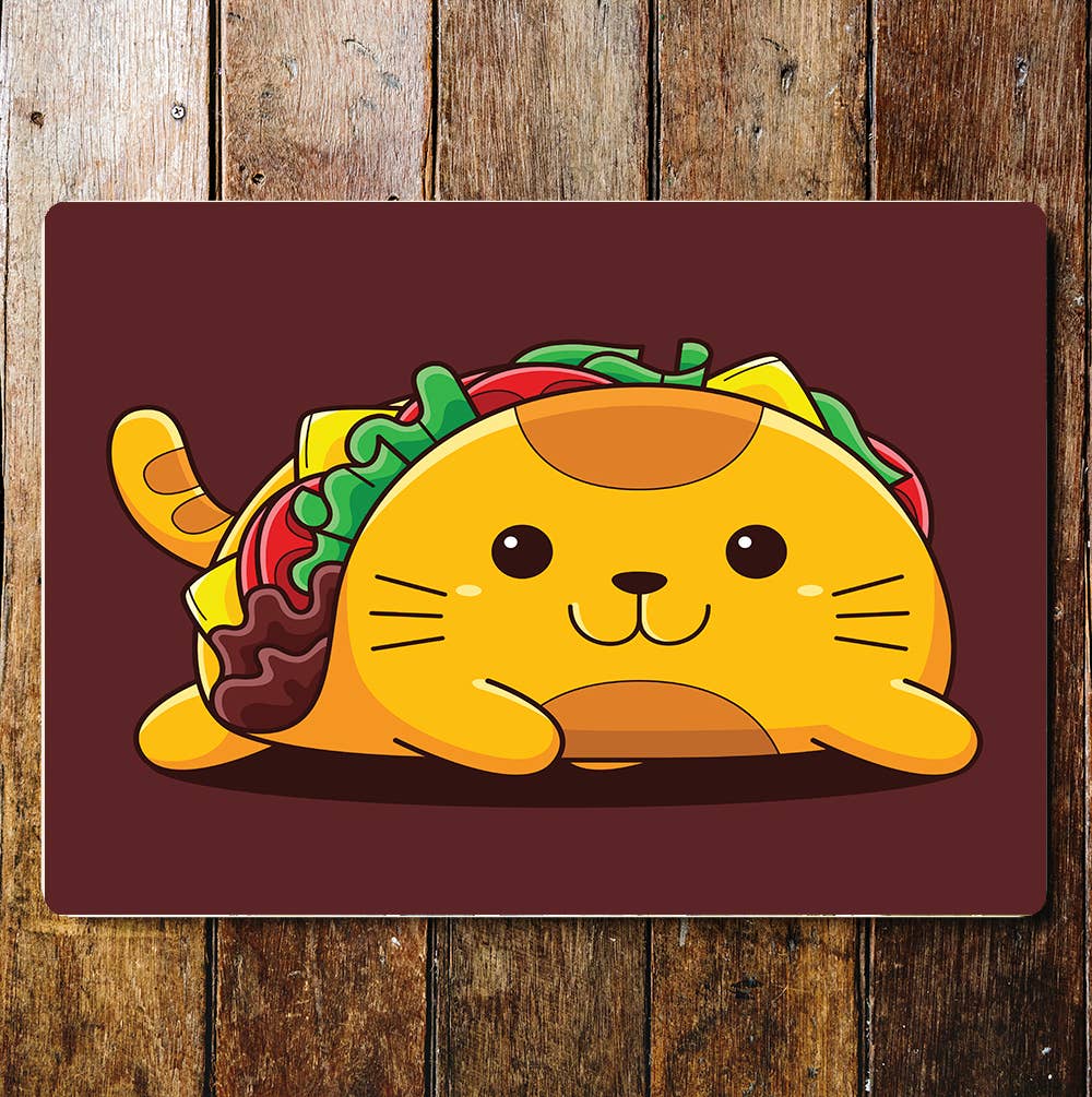 Cat Taco Food Animals Cute | Metal Wall Sign
