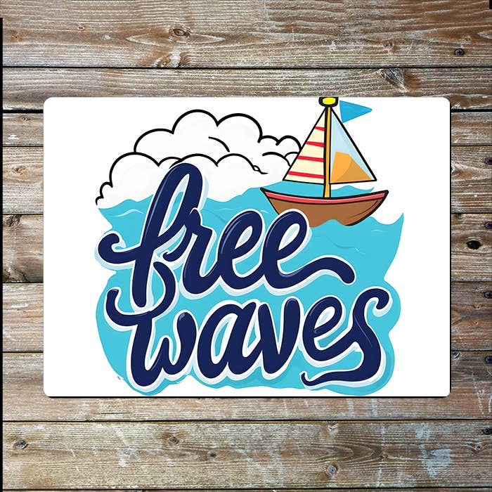 Free Waves Boat Seaside Sea Nautical | Metal Sign Plaque
