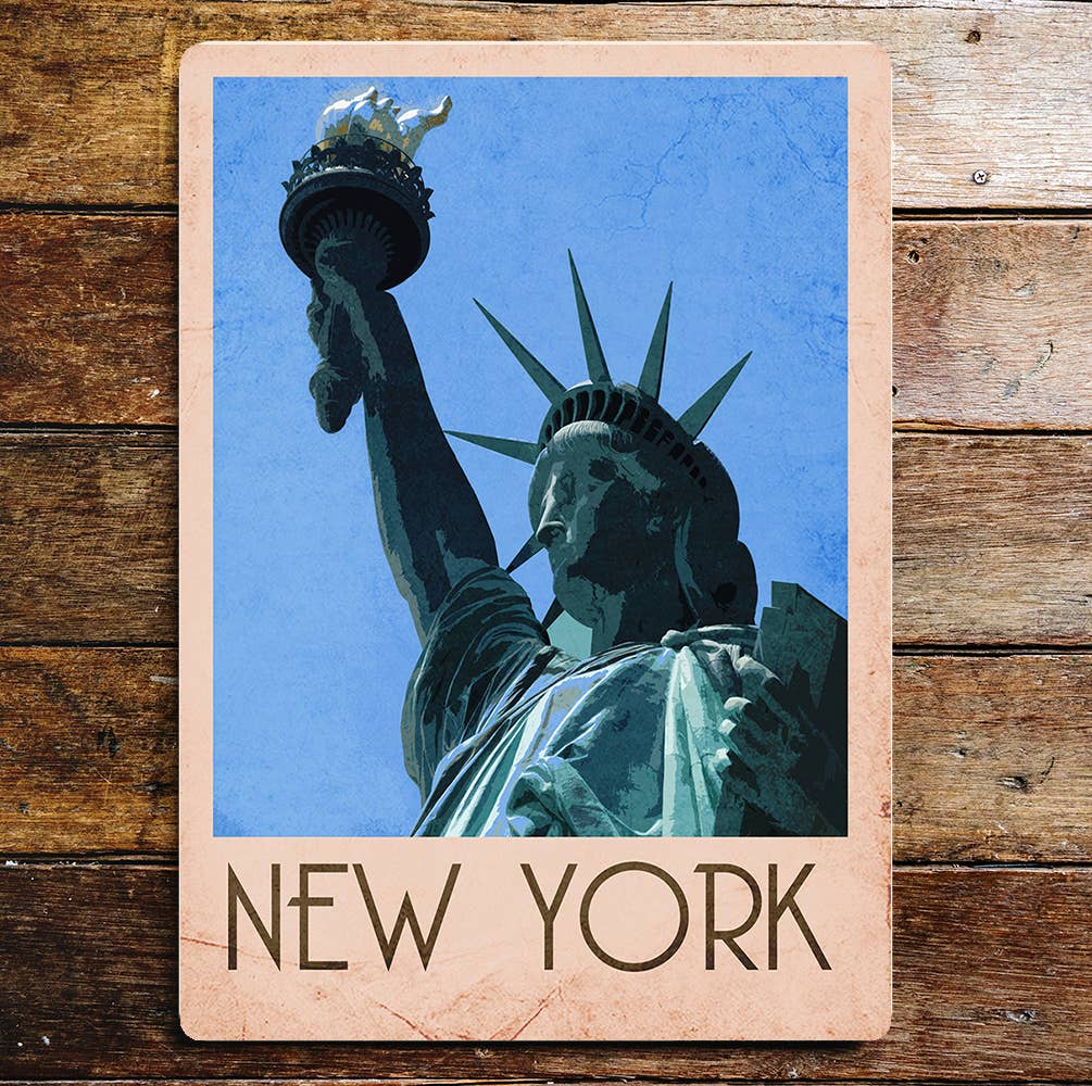New York America Statue | Metal Wall Sign Plaque