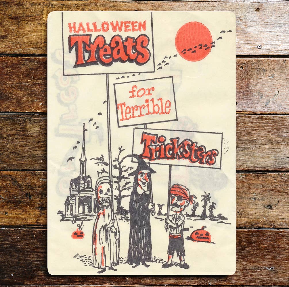 Halloween treats for terrible trick | Metal Wall Sign Plaque