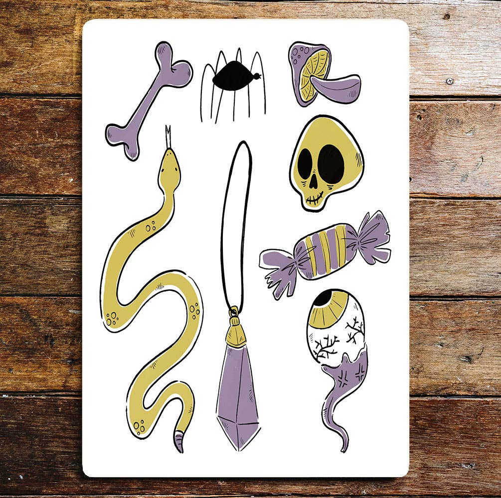 Cute Creepy Witch Halloween Skull | Metal Wall Sign Plaque