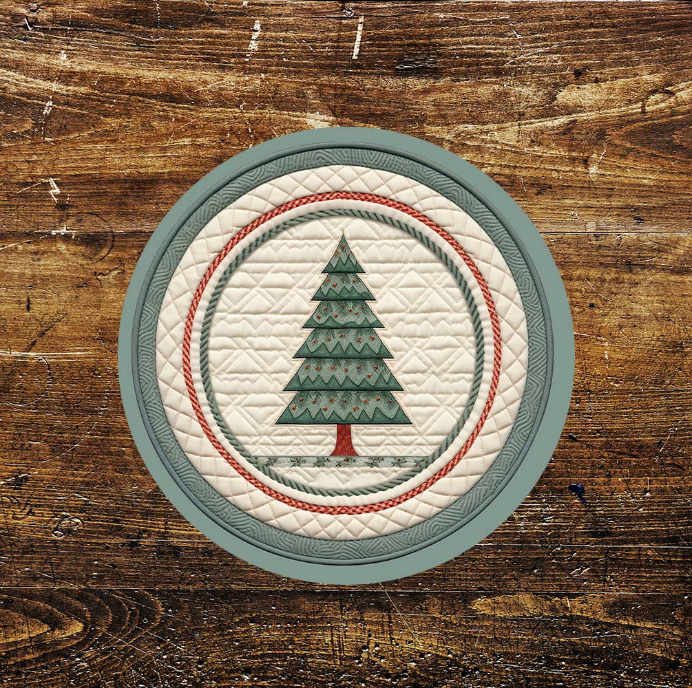 Christmas Tree Pattern Decoration Circle Metal Sign