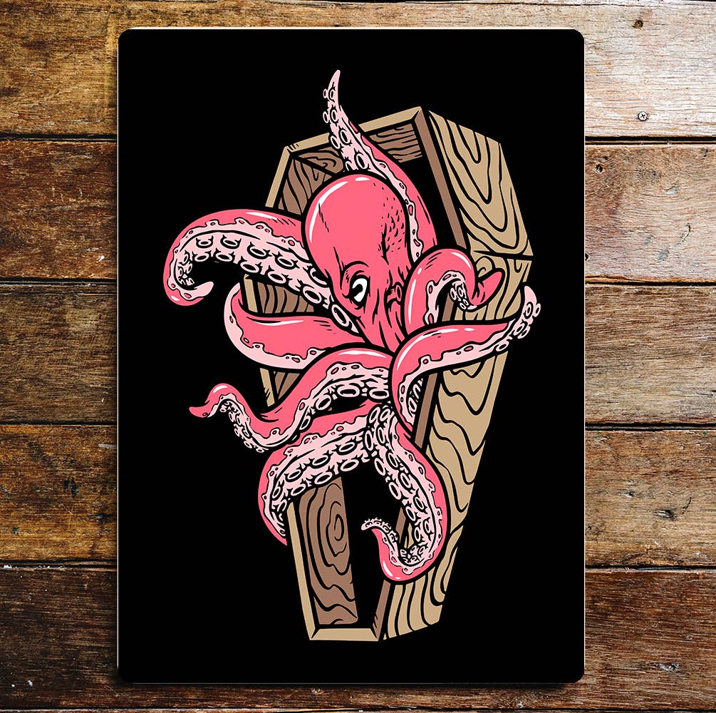 Octopus Coffin Art | Metal Sign Plaque
