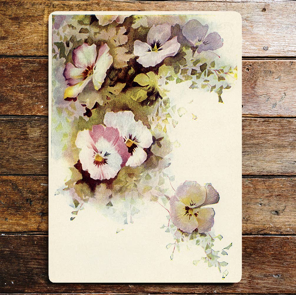 Pansies Flowers Metal Wall Sign Plaque
