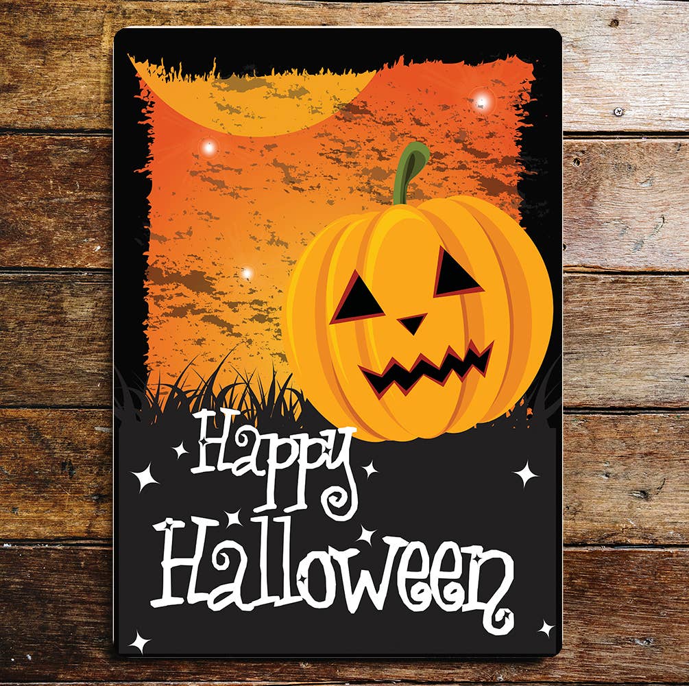 happy Halloween pumpkin | Metal Wall Sign Plaque