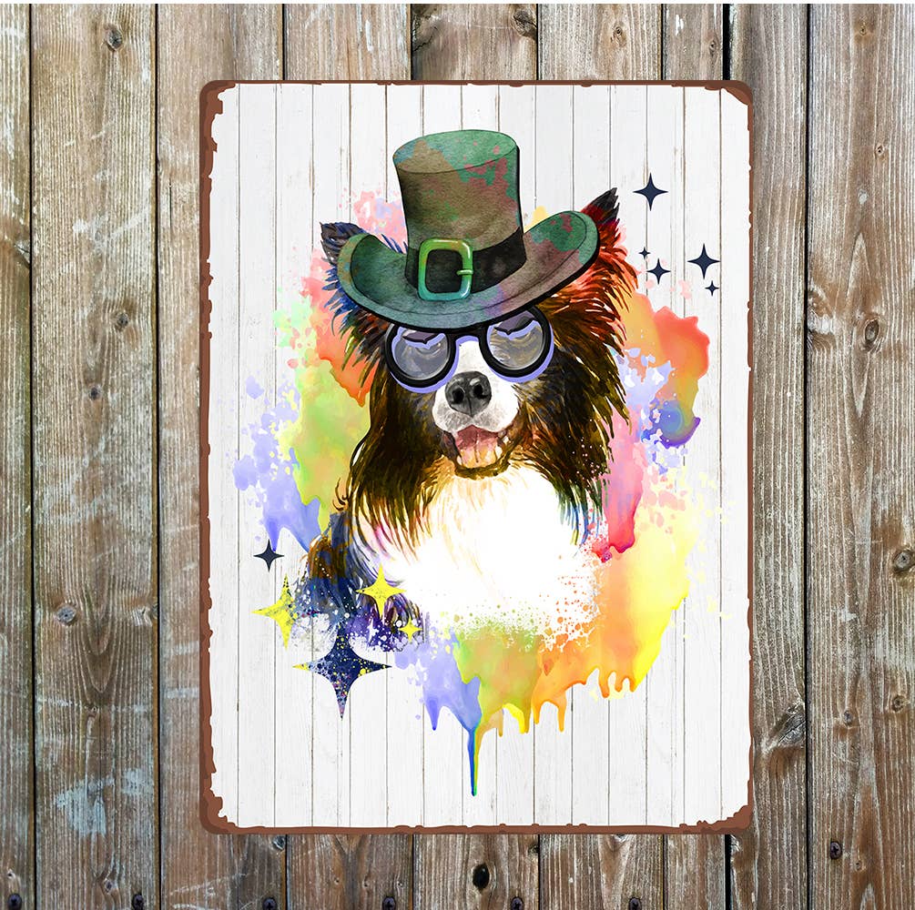 Steampunk sheepdog dog art Metal Wall Sign