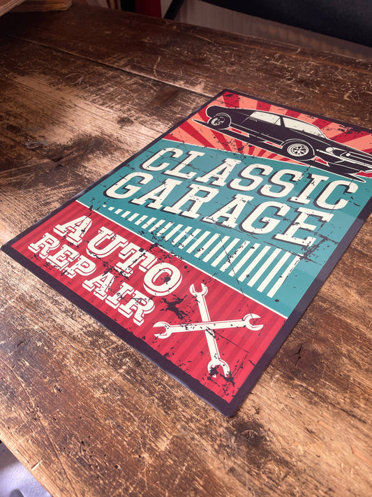 Classic Garage Auto Repair | Metal Retro Wall Sign