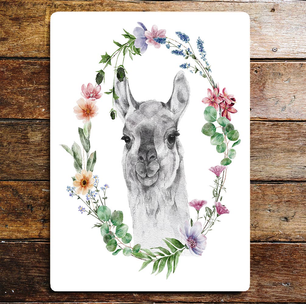Llama Head Animal | Metal Wall Sign