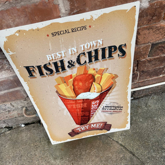Fish and Chip Take Away Food | Metal Retro Wall Sign