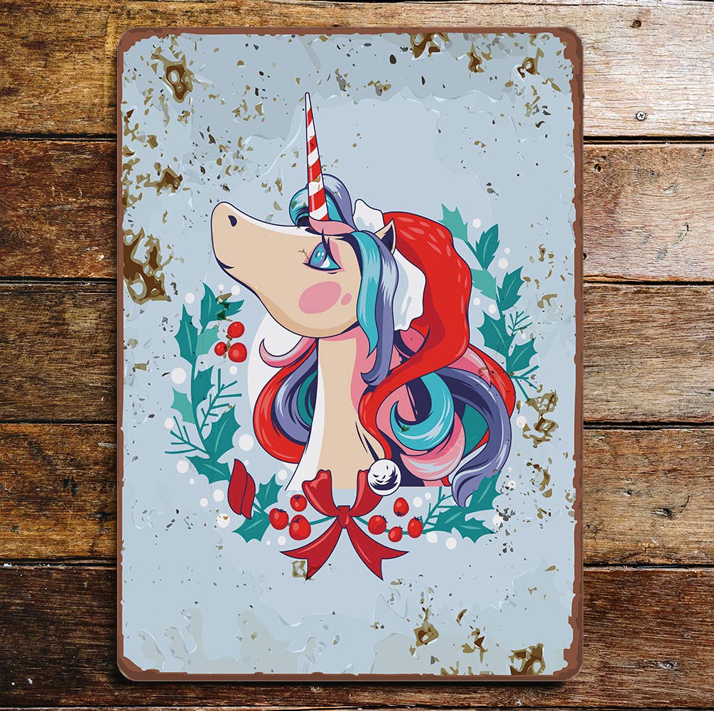 unicorn Christmas | Metal Wall Sign