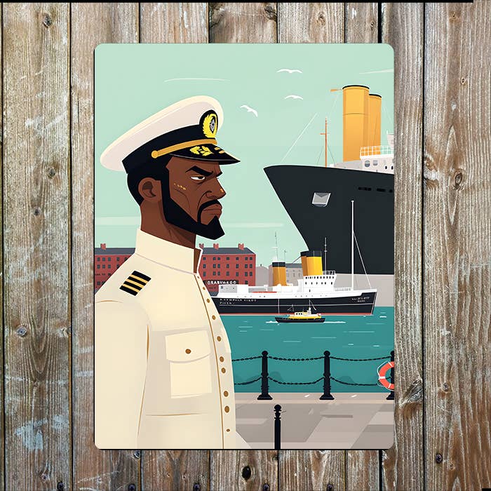 Officer Standing On Dock Sea Nautical | Metal Sign Plaque