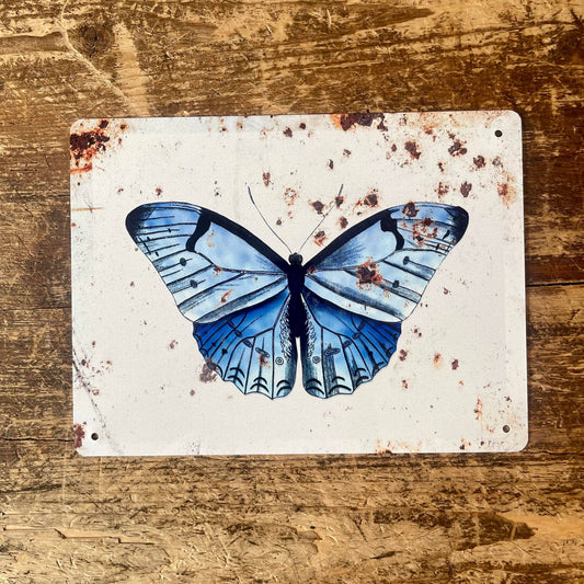 Vintage Butterfly with rust | Metal Sign Plaque