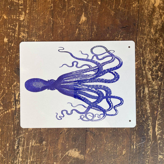 Blue Octopus | Metal Botanical Wall Sign Plaque