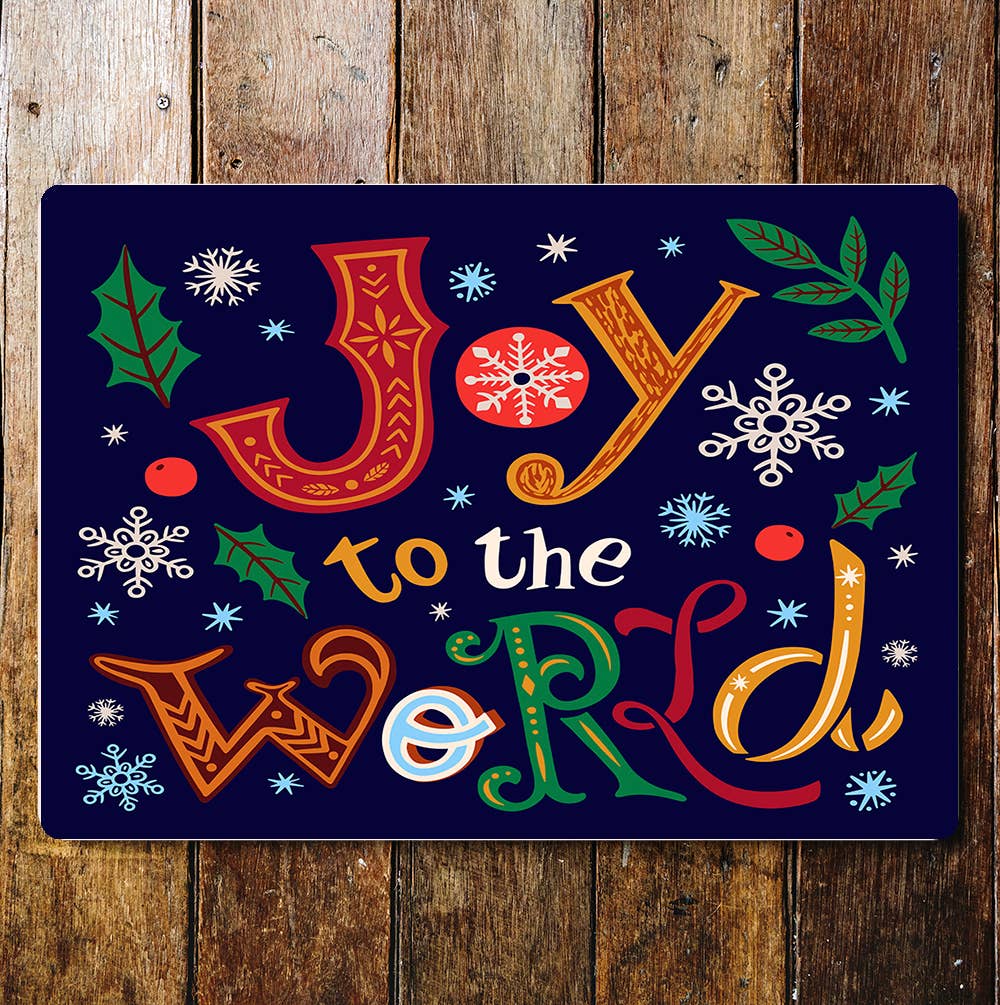Multicolour Joy To The World Christmas | Metal Sign Plaque