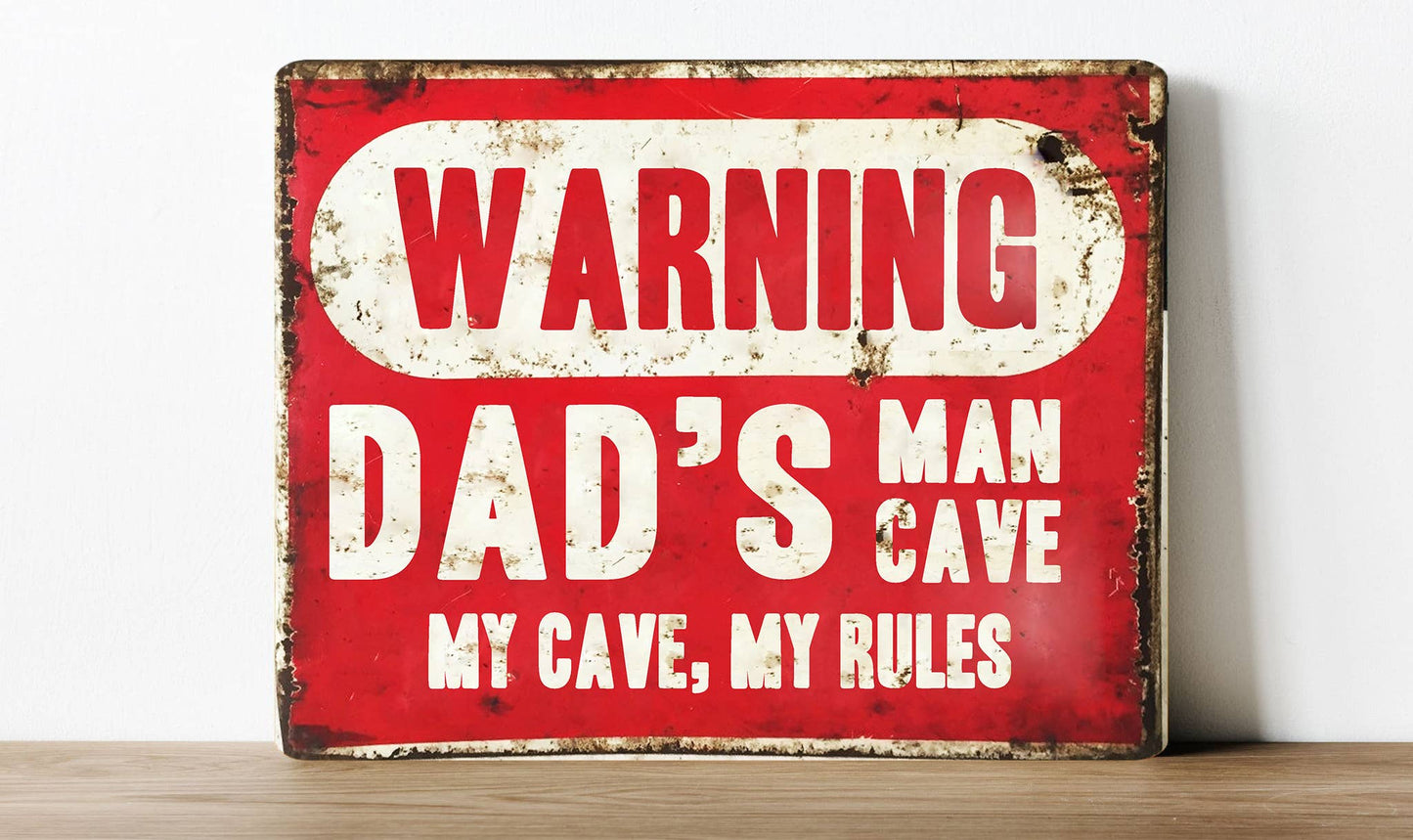 Dad's Man Cave My Cave My Rules Funny | Metal Sign Plaque