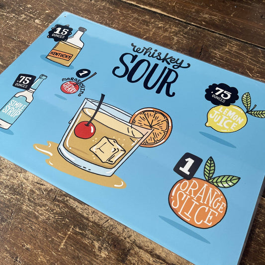 Whiskey Sour Bar Tin Sign | Metal Sign Plaque