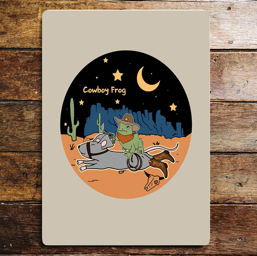 Cowboy Frog | Metal Sign Plaque