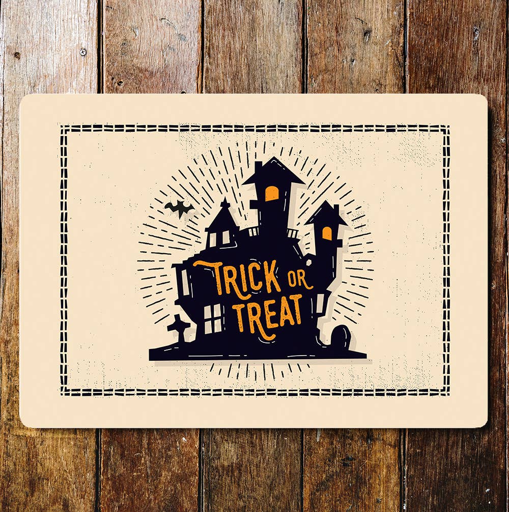 Halloween trick or treat castle | Metal Wall Sign Plaque