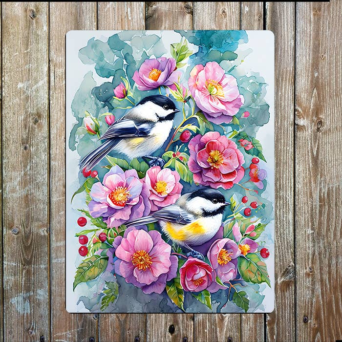 Vibrant Bird's Flower | Watercolour | Metal Sign Plaque
