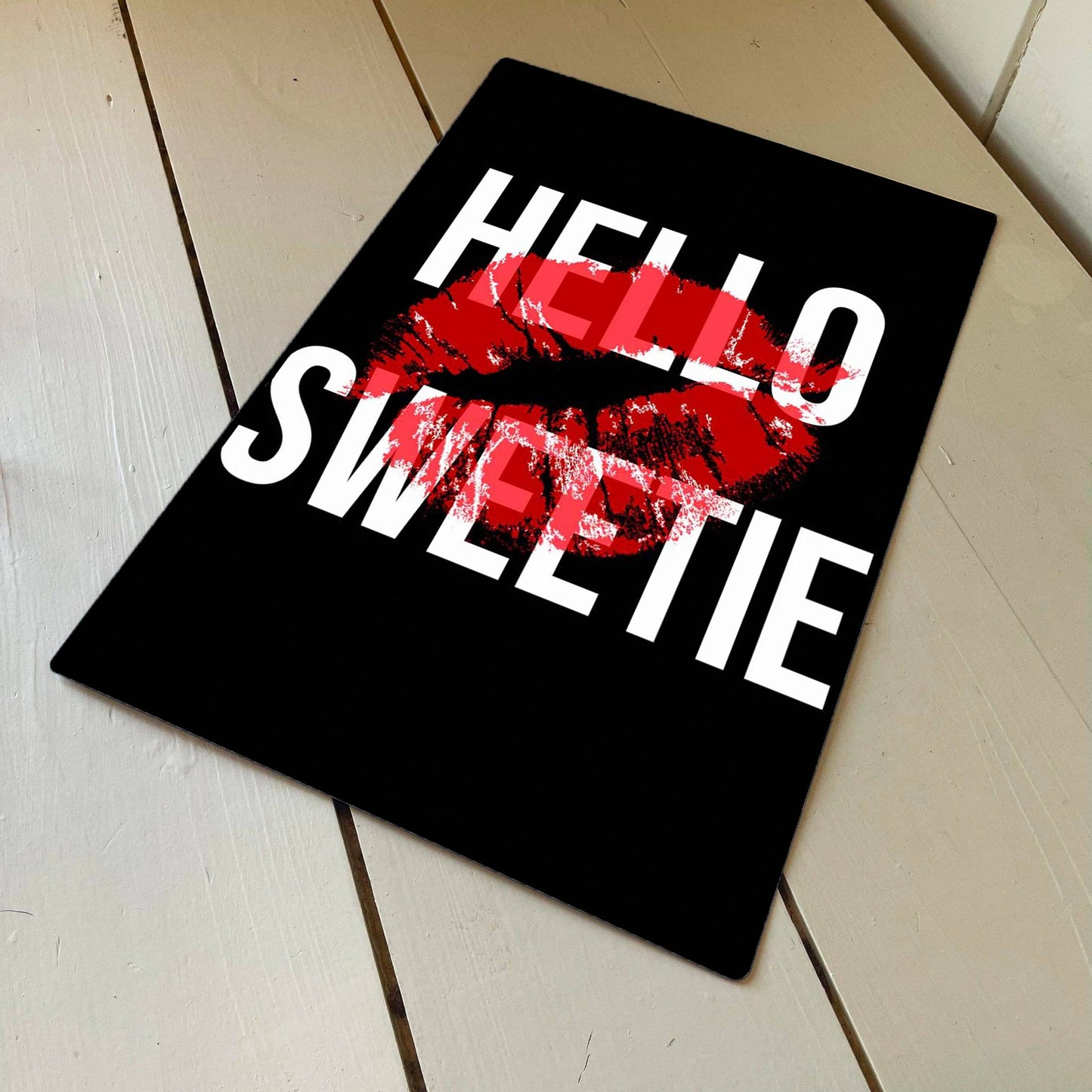 Hello Sweetie Kiss | Metal Typography Wall Sign