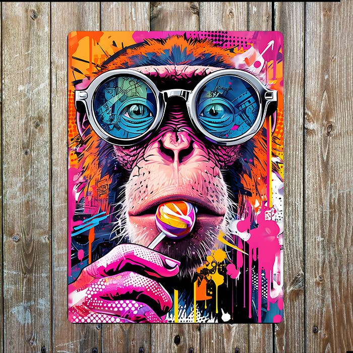 Monkey Face Artwork Pop Art Graffiti | Metal Sign Plaque