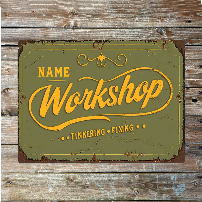 Workshop Fixing Name Custom Personalised | Metal Wall Sign