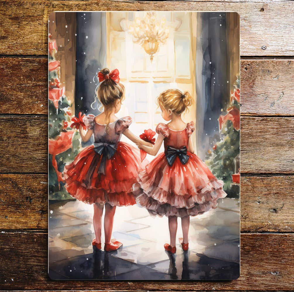 Young Girls Christmas Ballerina | Metal Sign Plaque