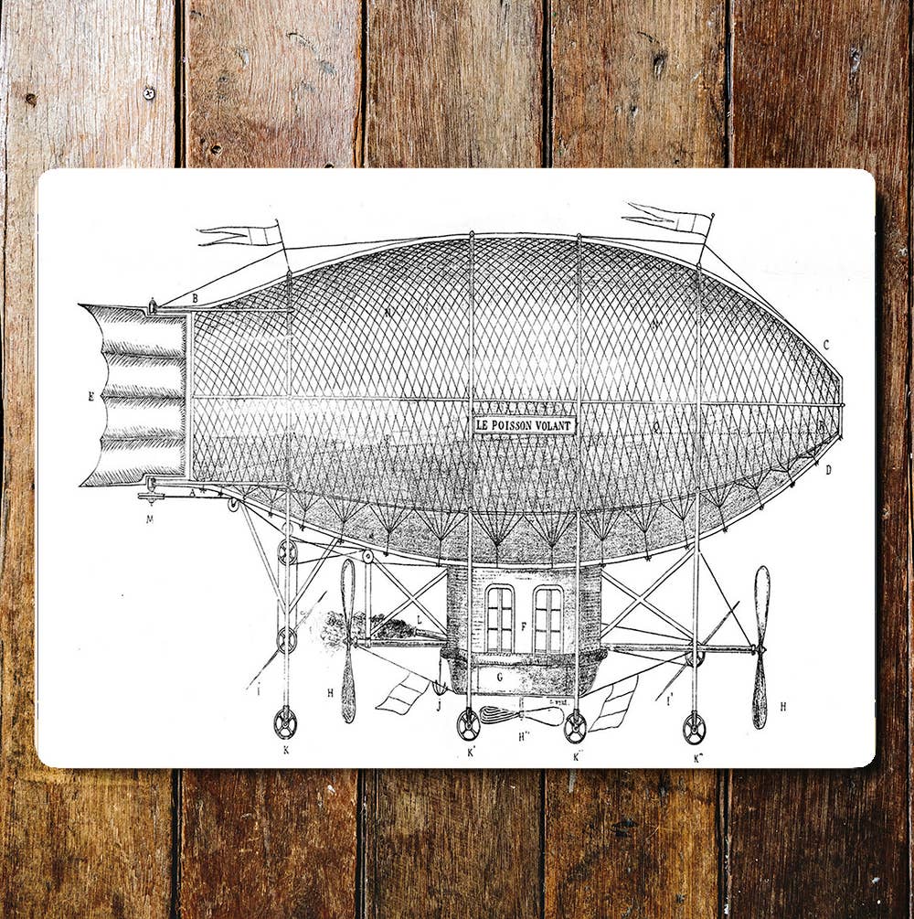 Vintage Air Ship Le Poisson Volant | Metal Sign Plaque