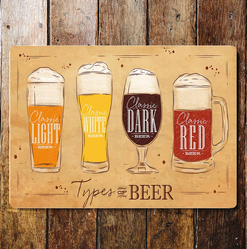 Types Of Beer Alcohol | Metal Wall Sign