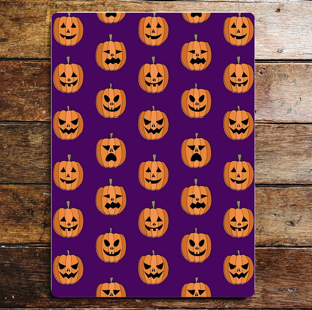 Pumpkin, purple Halloween lifestyle art Metal Sign Plaque