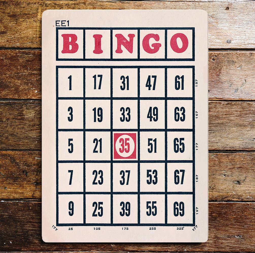 Vintage Bingo Card Red 35 | Metal Sign Plaque